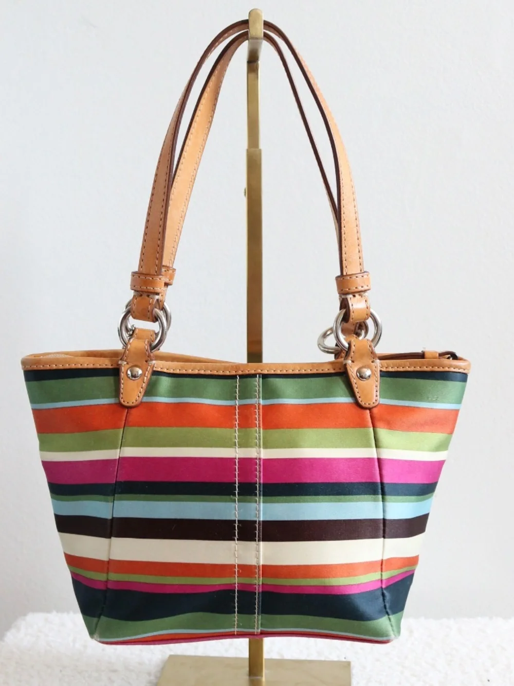 Vintage Coach Legacy Stripe Satin Mini Tote